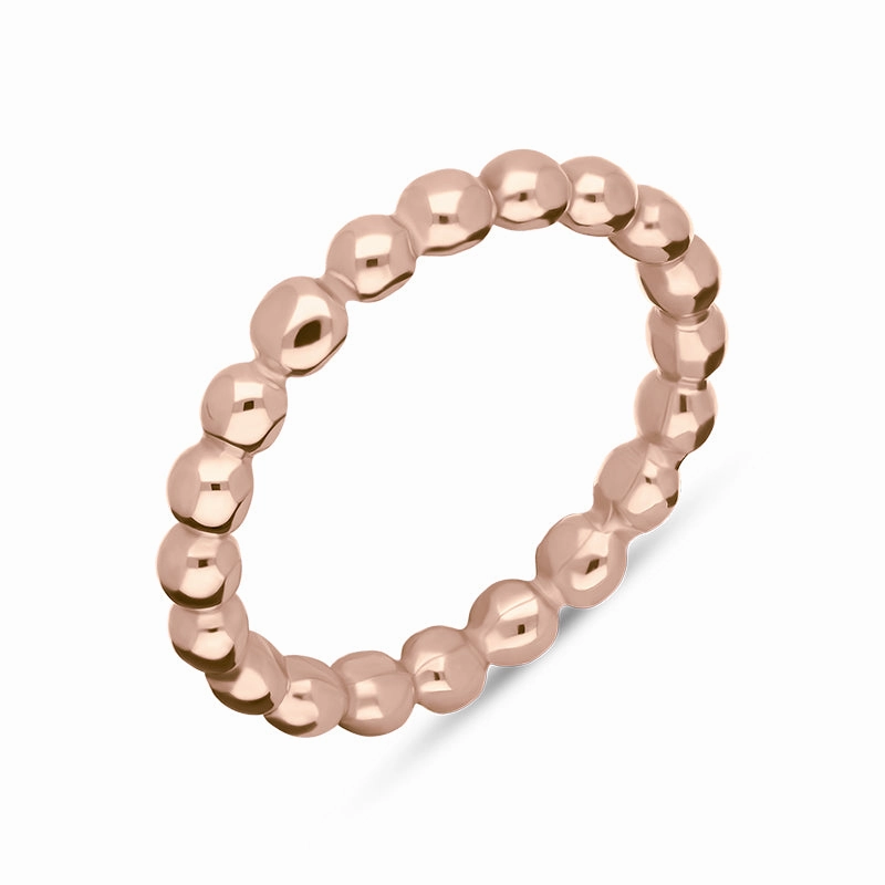 18ct Rose Gold Stepping Stones Beaded Stacking Ring
