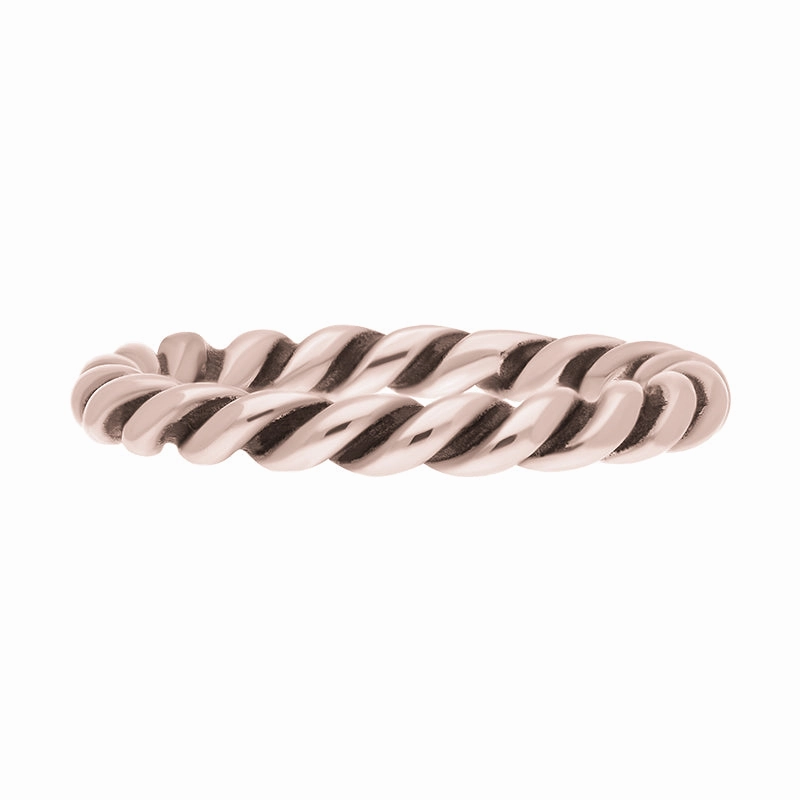 18ct Rose Gold Stepping Stones Twisted Rope Stacking Ring