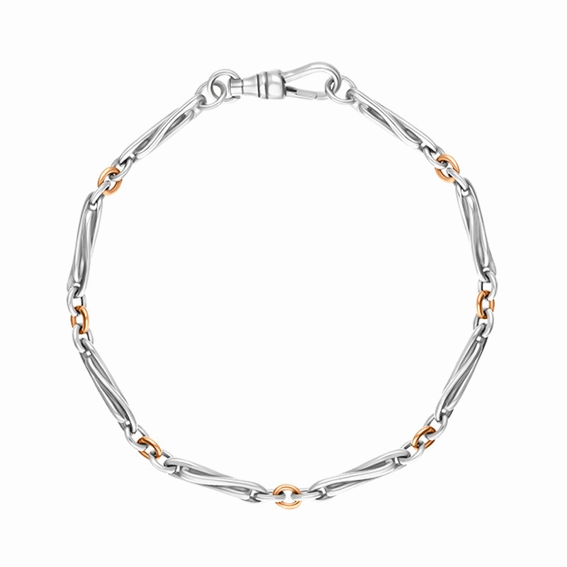 18ct Rose Gold Sterling Silver Handmade Twist Bracelet