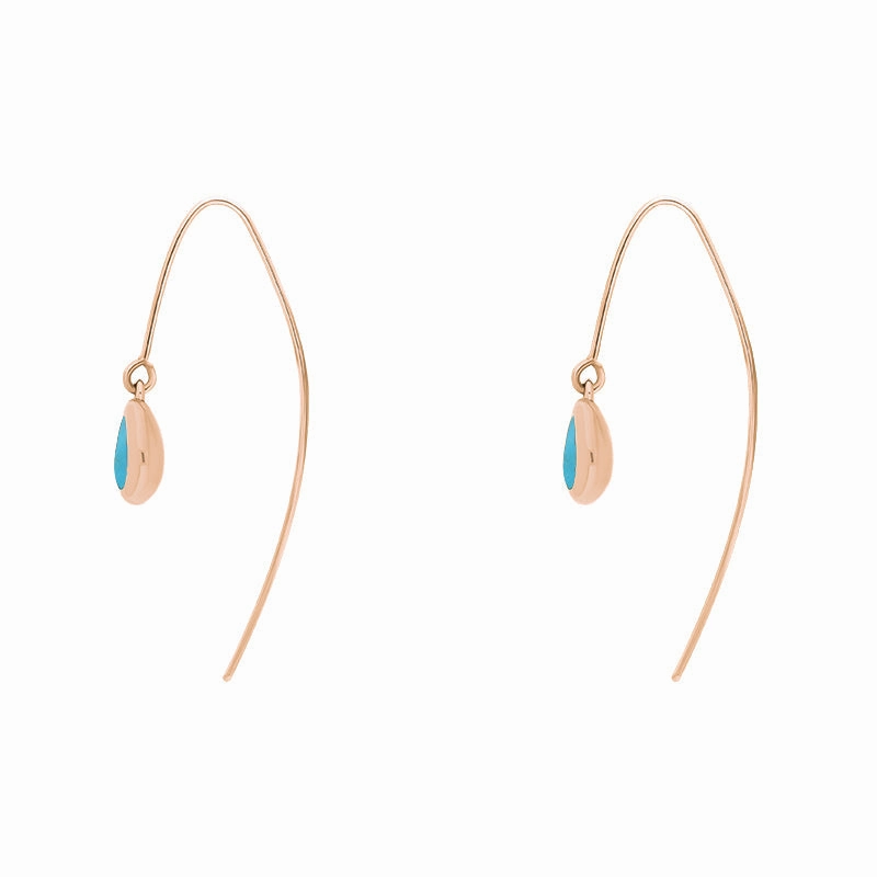 18ct Rose Gold Turquoise Cross Disc Drop Earrings