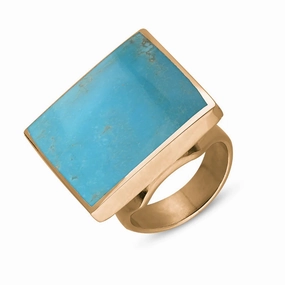 18ct Rose Gold Turquoise Hallmark Medium Square Ring