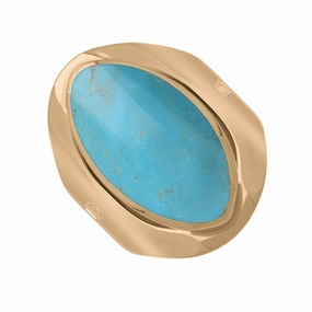 18ct Rose Gold Turquoise King's Coronation Hallmark Medium Oval Ring D