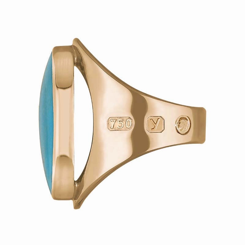 18ct Rose Gold Turquoise King's Coronation Hallmark Medium Oval Ring D