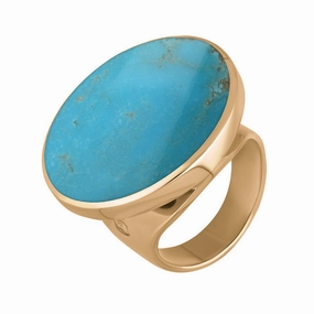 18ct Rose Gold Turquoise King's Coronation Hallmark Medium Round Ring D