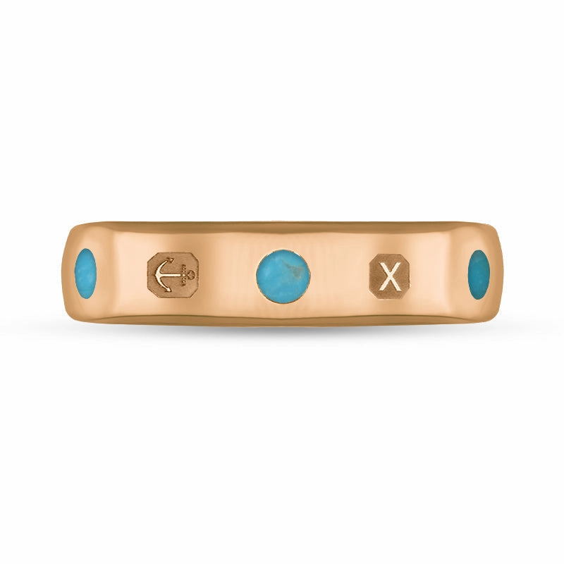 18ct Rose Gold Turquoise Queen's Jubilee Hallmark 5mm Ring D
