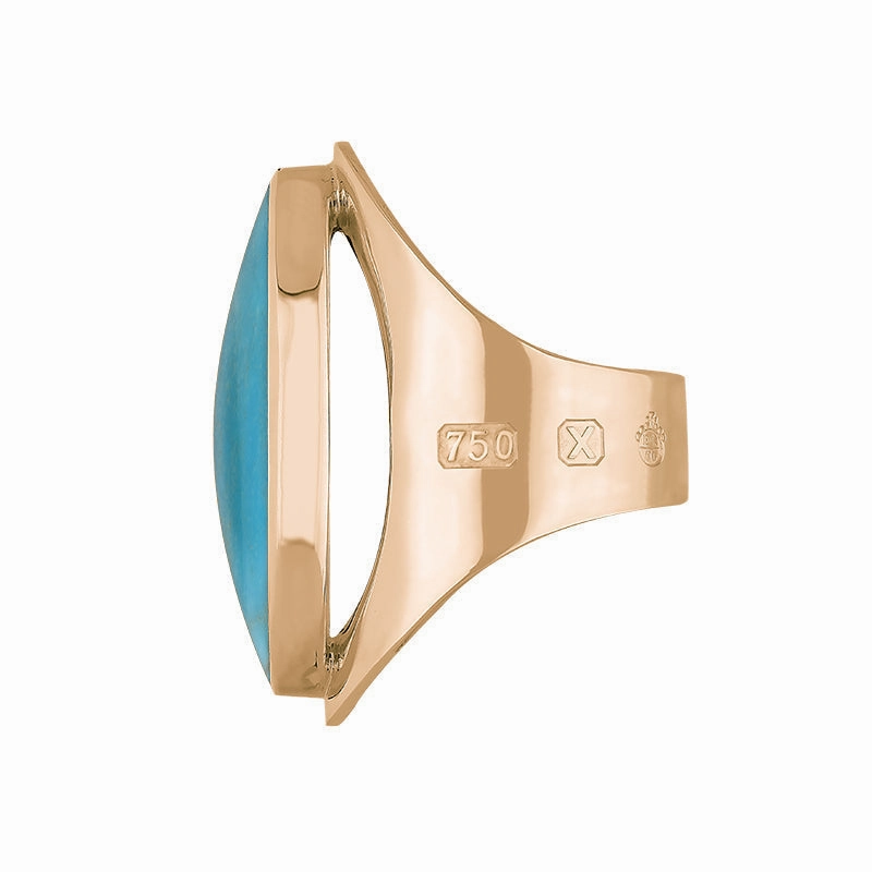18ct Rose Gold Turquoise Queen's Jubilee Hallmark Large Oval Ring D