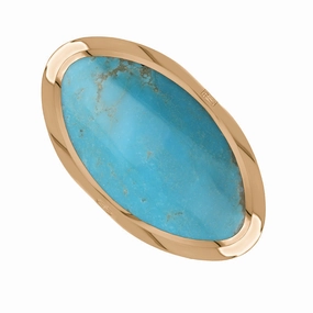 18ct Rose Gold Turquoise Queen's Jubilee Hallmark Large Oval Ring D