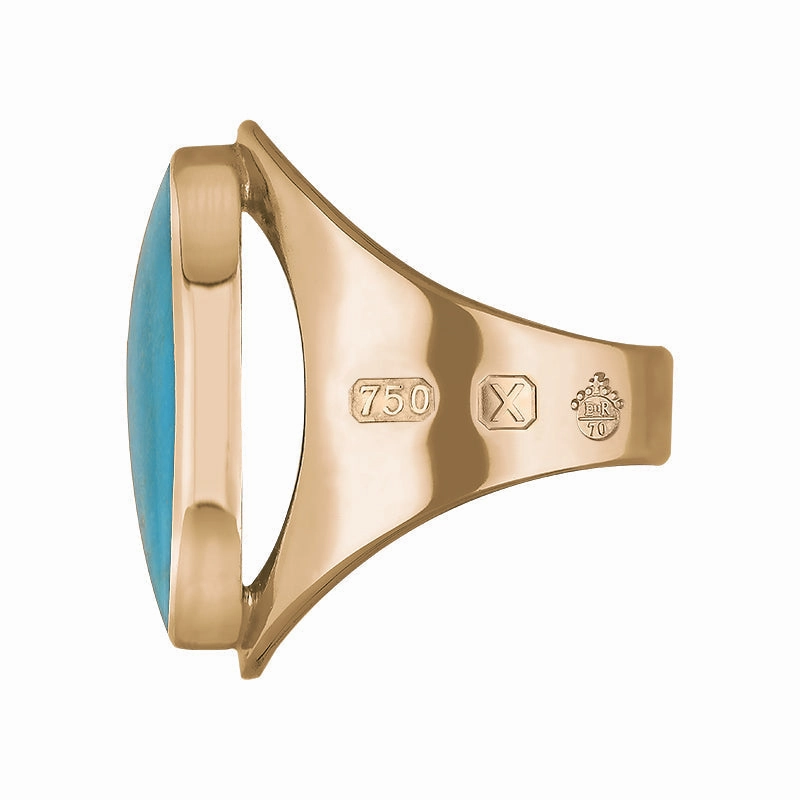 18ct Rose Gold Turquoise Queen's Jubilee Hallmark Medium Oval Ring D