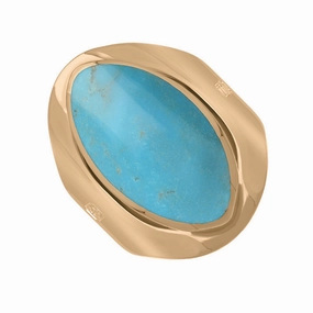 18ct Rose Gold Turquoise Queen's Jubilee Hallmark Medium Oval Ring D