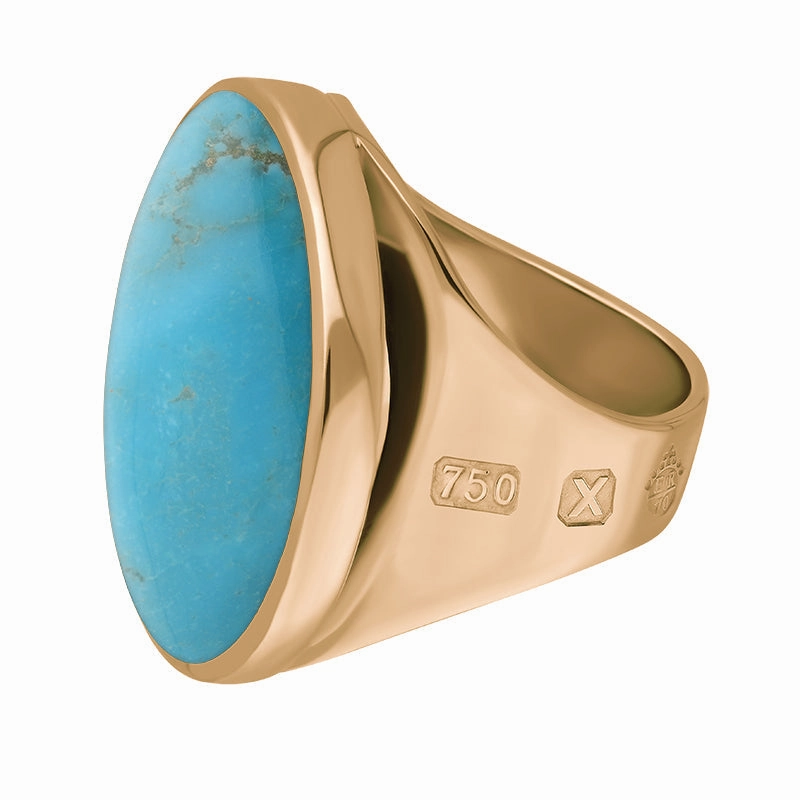 18ct Rose Gold Turquoise Queen's Jubilee Hallmark Medium Round Ring D