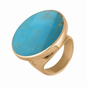 18ct Rose Gold Turquoise Queen's Jubilee Hallmark Medium Round Ring D