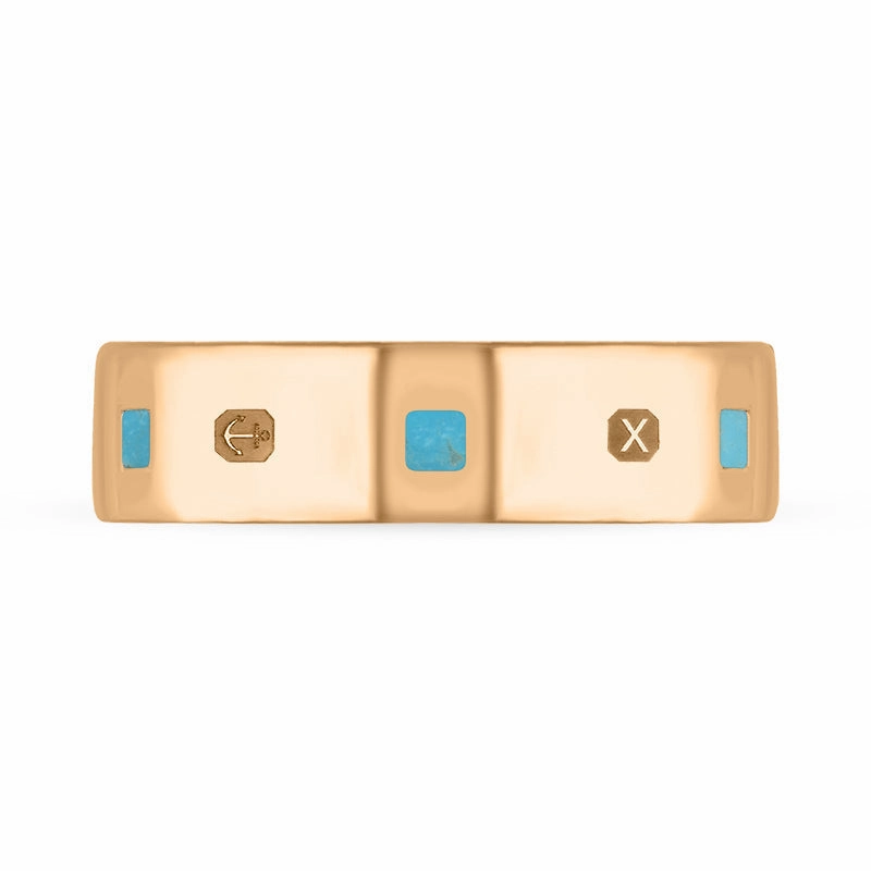 18ct Rose Gold Turquoise Queen's Jubilee Hallmark Princess Cut 6mm Ring D