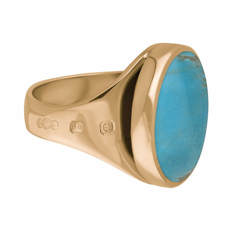 18ct Rose Gold Turquoise Queen's Jubilee Hallmark Small Round Ring D