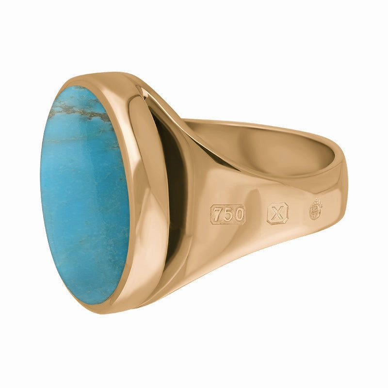 18ct Rose Gold Turquoise Queen's Jubilee Hallmark Small Round Ring D