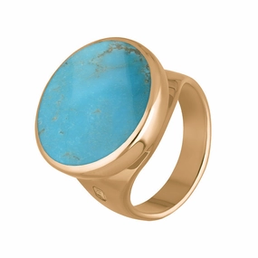 18ct Rose Gold Turquoise Queen's Jubilee Hallmark Small Round Ring D
