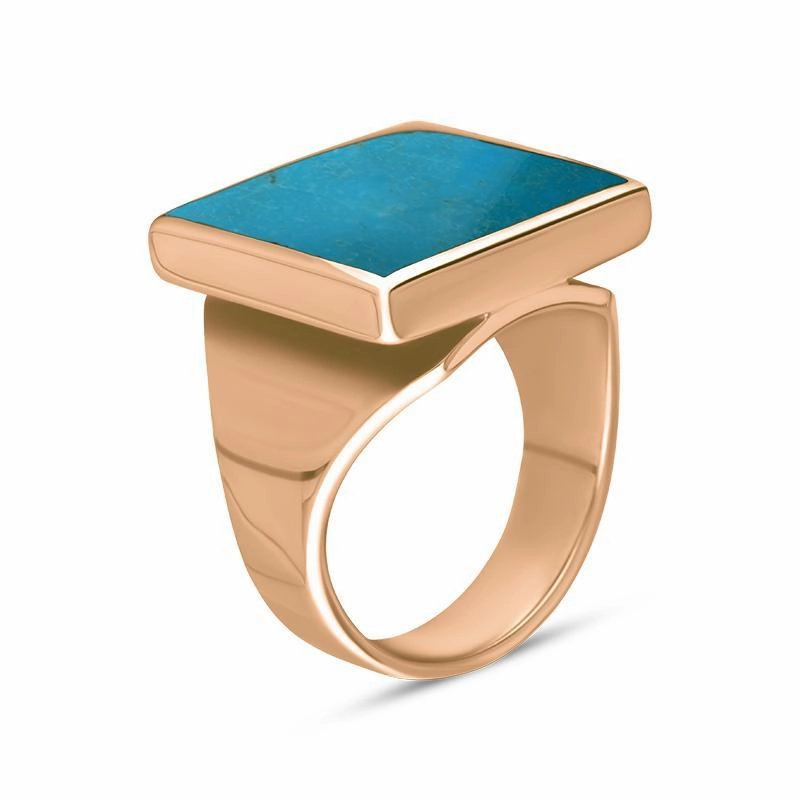 18ct Rose Gold Turquoise Small Square Ring