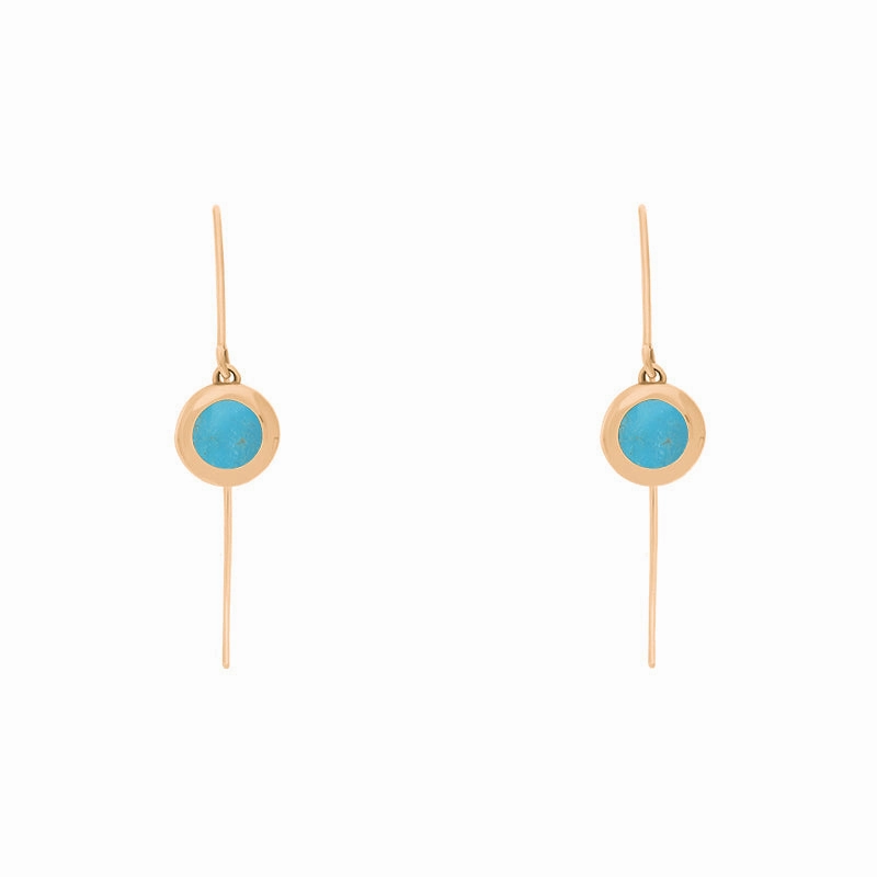 18ct Rose Gold Turquoise Star Disc Drop Earrings