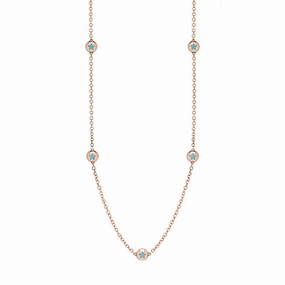 18ct Rose Gold Turquoise Star Link Disc Chain Necklace