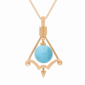 18ct Rose Gold Turquoise Zodiac Sagittarius 8mm Bead Pendant