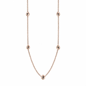 18ct Rose Gold Whitby Jet Cross Link Disc Chain Necklace