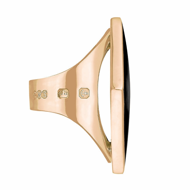 18ct Rose Gold Whitby Jet Hallmark Medium Rhombus Ring