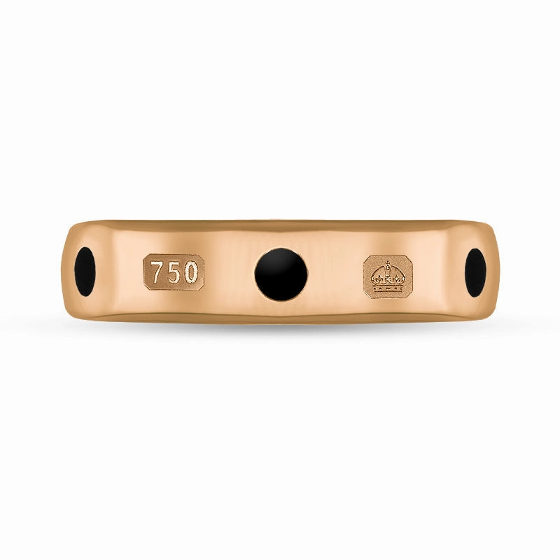 18ct Rose Gold Whitby Jet King's Coronation Hallmark 5mm Ring D