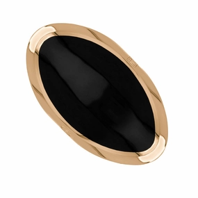 18ct Rose Gold Whitby Jet King's Coronation Hallmark Large Oval Ring D