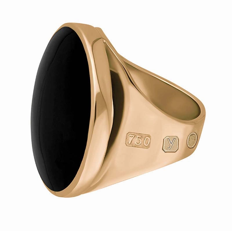 18ct Rose Gold Whitby Jet King's Coronation Hallmark Medium Round Ring D