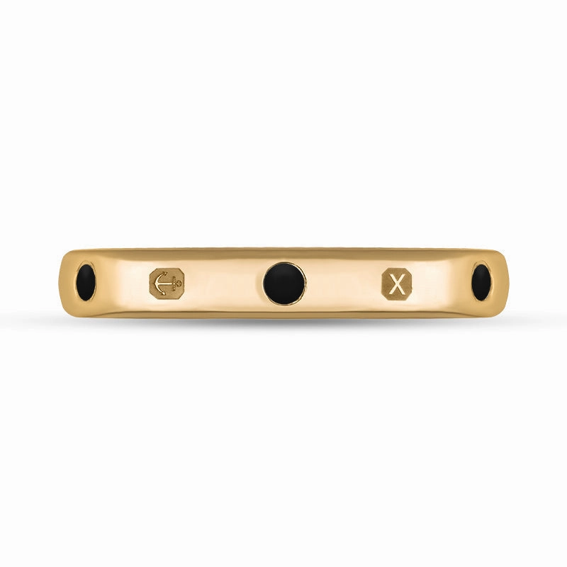 18ct Rose Gold Whitby Jet Queen's Jubilee Hallmark 3mm Ring D