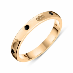 18ct Rose Gold Whitby Jet Queen's Jubilee Hallmark 3mm Ring D