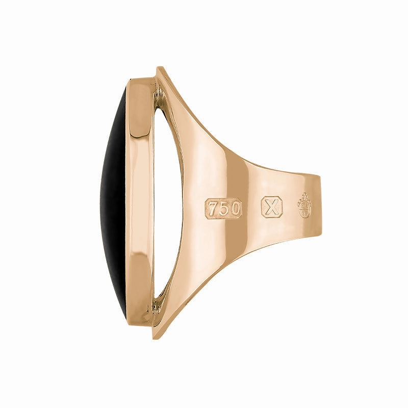 18ct Rose Gold Whitby Jet Queen's Jubilee Hallmark Large Oval Ring D