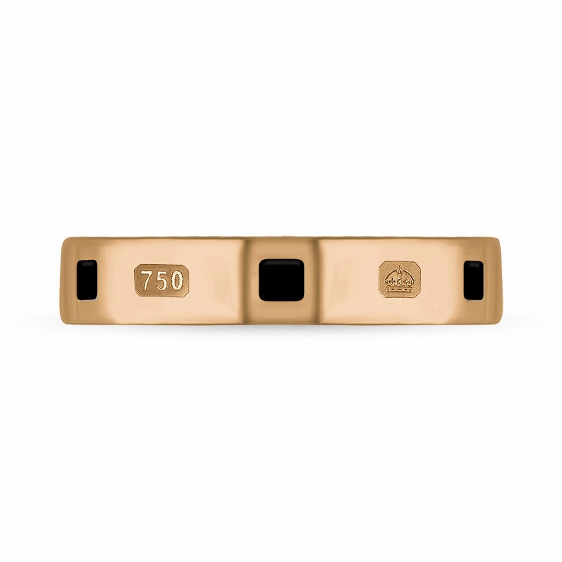 18ct Rose Gold Whitby Jet Queen's Jubilee Hallmark Princess Cut 4mm Ring D
