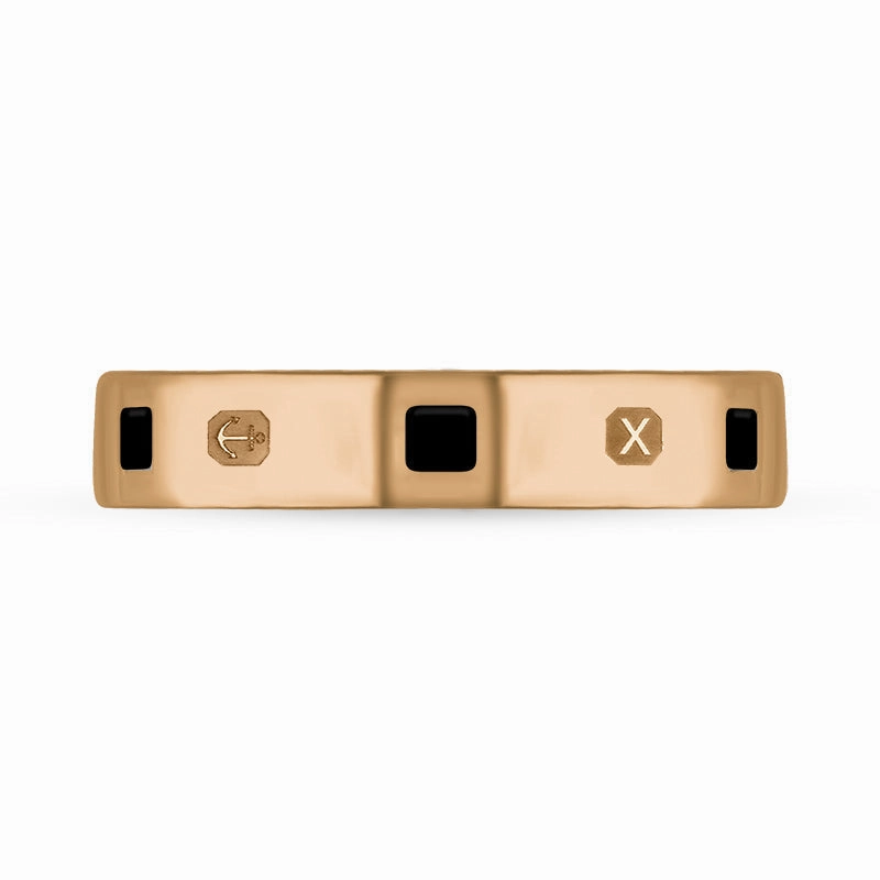 18ct Rose Gold Whitby Jet Queen's Jubilee Hallmark Princess Cut 4mm Ring D