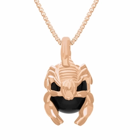 18ct Rose Gold Whitby Jet Zodiac Scorpio 9mm Bead Pendant
