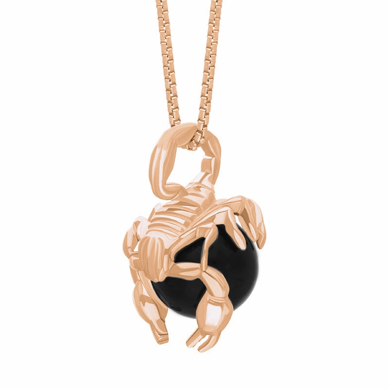 18ct Rose Gold Whitby Jet Zodiac Scorpio 9mm Bead Pendant