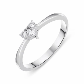 18ct White Gold 0.19ct Diamond Three Stone Heart Ring