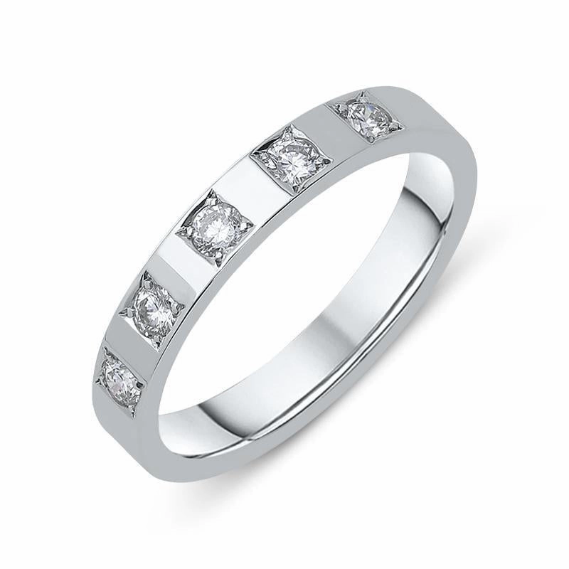 18ct White Gold 0.20ct Diamond Princess Cut 3mm Wedding Ring