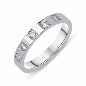 18ct White Gold 0.20ct Diamond Princess Cut 3mm Wedding Ring