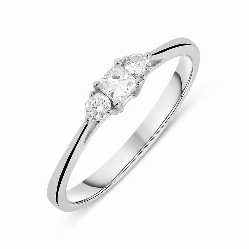 18ct White Gold 0.25ct Diamond Princess Cut Trilogy Ring