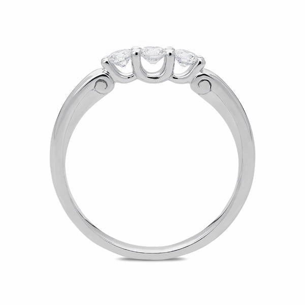 18ct White Gold 0.29ct Diamond Swirl Trilogy Ring