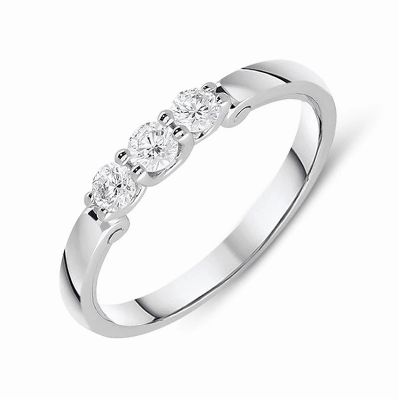 18ct White Gold 0.29ct Diamond Swirl Trilogy Ring