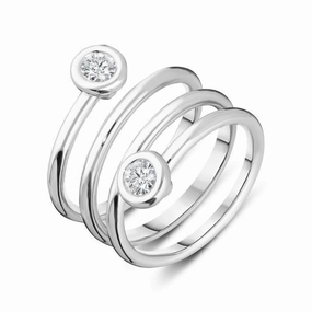 18ct White Gold 0.32ct Diamond Spiral Ring