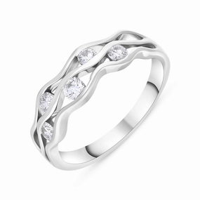 18ct White Gold 0.35ct Diamond Tension Set Wave Ring