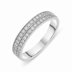 18ct White Gold 0.35ct Diamond Two Row Half Eternity Ring