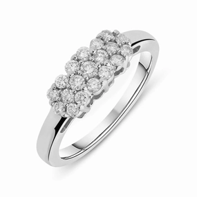 18ct White Gold 0.38ct Diamond Cluster Ring