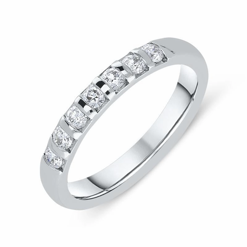 18ct White Gold 0.42ct Diamond 3mm Wedding Ring D