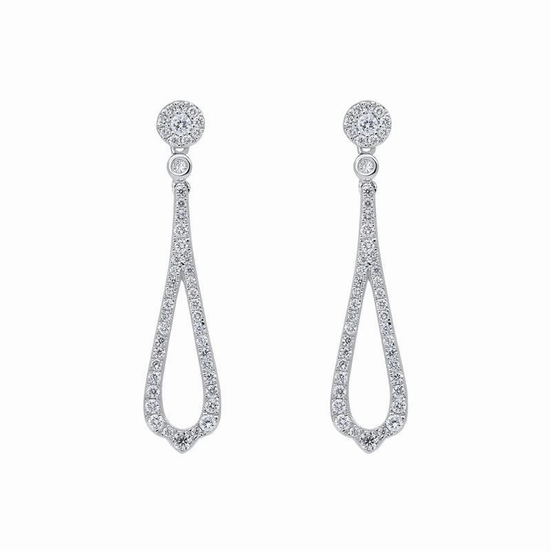 18ct White Gold 0.45ct Diamond Open Pear Drop Earrings