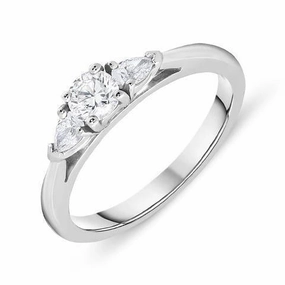 18ct White Gold 0.48ct Diamond Brilliant Cut Trilogy Ring