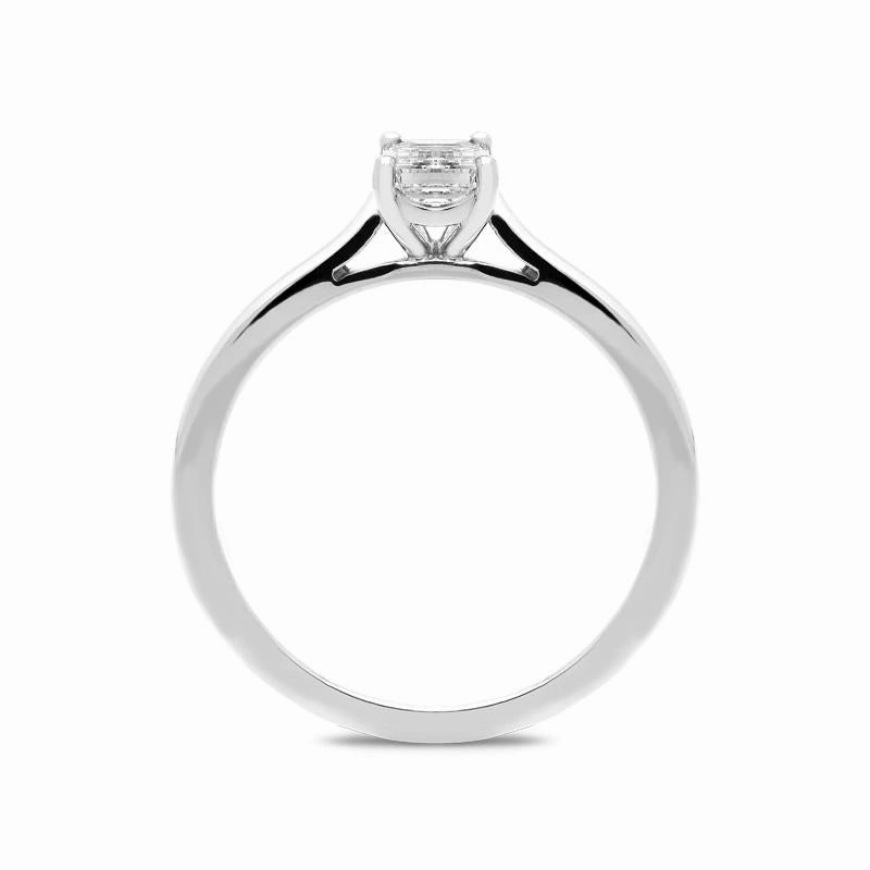 18ct White Gold 0.50ct Diamond Emerald Cut Solitaire Ring D