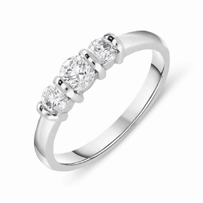 18ct White Gold 0.50ct Diamond Trilogy Bar Set Ring